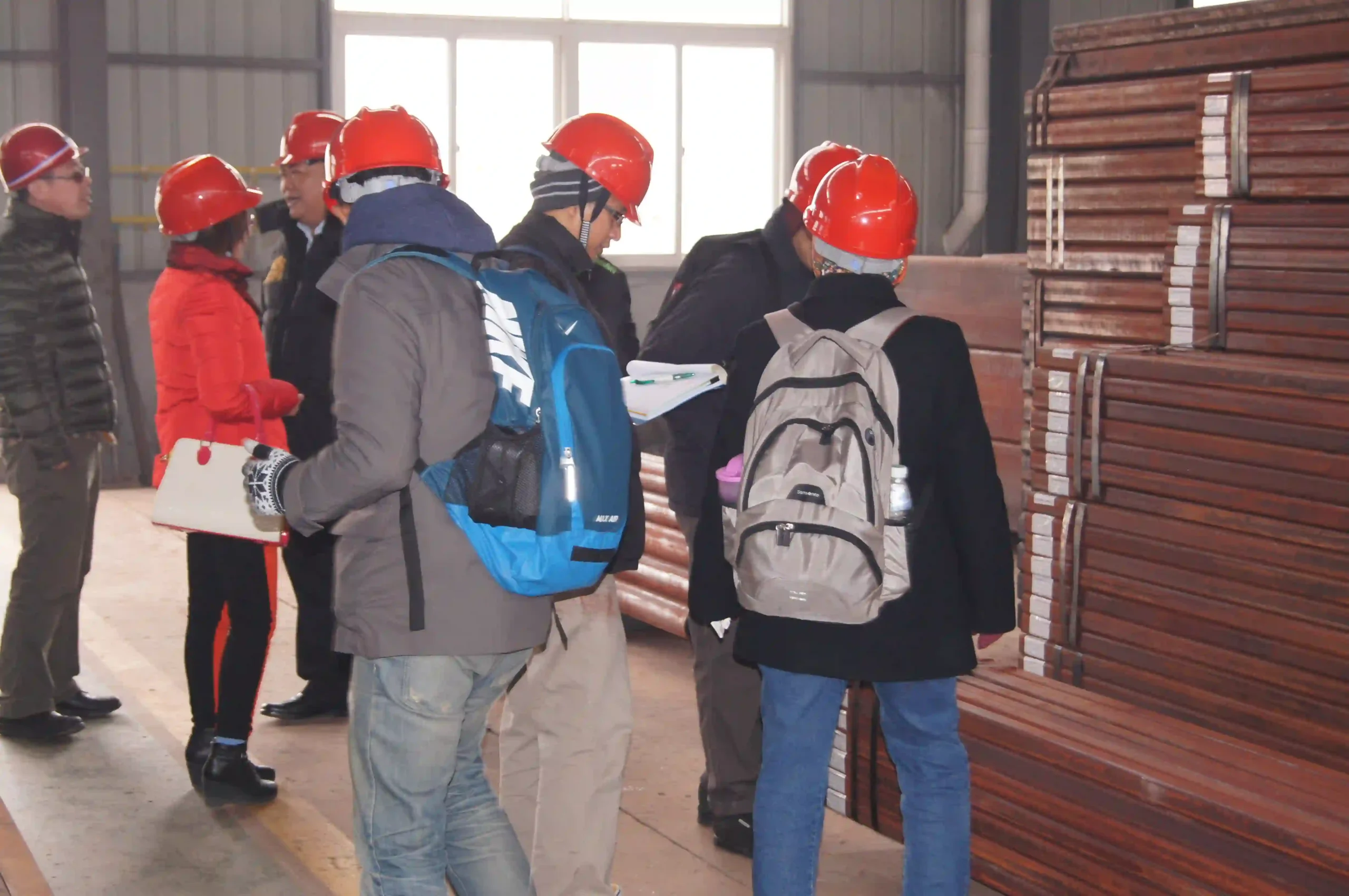 International clients touring the square tube production line