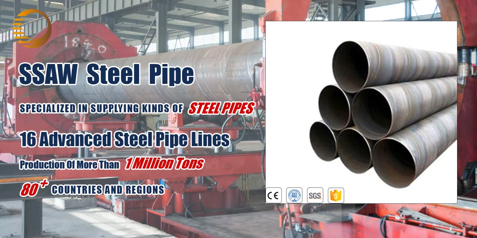 API 5L Gr.B-X70 SSAW Steel Pipe OD 219-3048mm Factory Direct Supplier