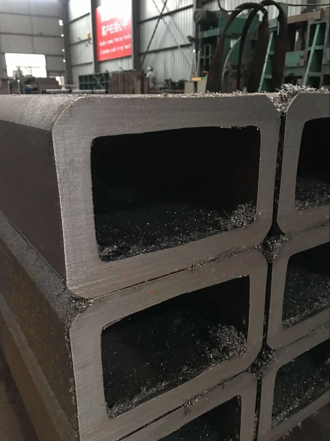 Bulk steel tube inventory stacked in the warehouse